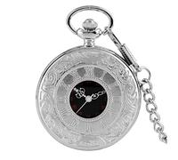 EMoLus Reloj De Bolsillo Antiguo Moda Romano Número de Cuarzo Reloj de Cuarzo Reloj Cadena Reloj Collar Colgante for Hombres Mujeres Amigos Relojes De Bolsillo (Size : Silver 30cm Chain)