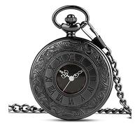 EMoLus Reloj De Bolsillo Antiguo Moda Romano Número de Cuarzo Reloj de Cuarzo Reloj Cadena Reloj Collar Colgante for Hombres Mujeres Amigos Relojes De Bolsillo (Size : Black 30cm Chain)
