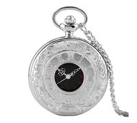 EMoLus Reloj De Bolsillo Antiguo Moda Romano Número de Cuarzo Reloj de Cuarzo Reloj Cadena Reloj Collar Colgante for Hombres Mujeres Amigos Relojes De Bolsillo (Size : Silver 80cm Chain)