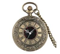 EMoLus Reloj De Bolsillo Antiguo Moda Romano Número de Cuarzo Reloj de Cuarzo Reloj Cadena Reloj Collar Colgante for Hombres Mujeres Amigos Relojes De Bolsillo (Size : Bronze 80cm Chain)