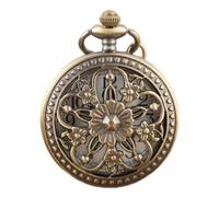 EMoLus Reloj De Bolsillo Flores Bronce Hueco Cazador Bolsillo Reloj de Cuarzo Movimiento Vintage Exquisito Dama joyería Colgante Reloj Regalos Relojes De Bolsillo