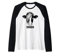 Emooo - Divertido Gráfico Emo Vaca Juego de palabras Punk Grunge Amante Camiseta Manga Raglan