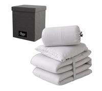 EMOOR Conjunto de Futón Compacto 4 Piezas con Bolsa de Transporte (Edredón, Colchón, Almohada + Bolsa de Almacenamiento Convertible) Gris, Lightweight Portable Useful in Case of Emergency Stool