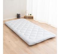 EMOOR Futón Japonés Plegable (Japanese Folding Futon Mattress) Antihundimiento 100 x 210 cm Fabricado en Japón Gris, 100% Algodón Plegable Tatami Shikibuton Made in Japan