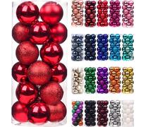 Emopeak - 24 Bolas para árbol de Navidad, Decoraciones inastillables para árbol de Navidad, Bolas Colgantes para decoración de Navidad, Bodas, Fiestas, 6,2 cm, Rojo