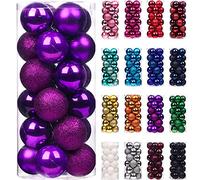Emopeak - 24 Bolas para árbol de Navidad, Decoraciones inastillables para árbol de Navidad, Bolas Colgantes Grandes para decoración de Navidad, Bodas, Fiestas, 3,1 cm, Morado