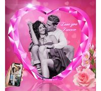 Emoragifou Marcos de cristal personalizados, regalos para el día de la madre para mamá, papá, novio, novia, regalos personalizados de aniversario de cumpleaños para mujeres, él, su esposa