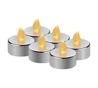 EMOS 6 velas LED plateadas sin llama con efecto parpadeante, decoración para Navidad, árbol de Navidad de Todos los Santos, IP20 para interiores, con batería, luz blanca cálida DCCV12