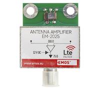 EMOS Amplificador de banda ancha de 25 dB (rango de frecuencia 5-260 MHz, 470-790 MHz) para montaje en toma de antena de 27 mm, amplificador de señal con enchufe F para TV, radio, TV por cable