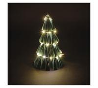 EMOS - Árbol de Navidad LED de Papel de 15 cm - Árbol de Papel Plegable, Guirnalda de 35 LED, luz Blanca cálida - Temporizador de 6/18h, Funciona con Pilas (2 x AA) - Vida útil de 10.000 Horas - para