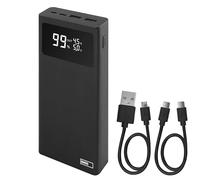 EMOS BetaQ Powerbank 20000 mAh, 22,5 W, batería externa de carga rápida, cargador con passthrough y pantalla, 3 salidas + 2 entradas y cable de datos USB/USB-C, encendido y apagado automático, color
