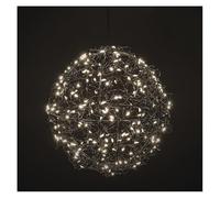 EMOS Bola de alambre LED con 200 luces LED de color blanco cálido, efecto parpadeante, decoración redonda para colgar y colocar de pie, cable de 5 m con fuente de alimentación - Bola luminosa de 20 cm