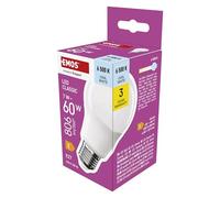 EMOS Bombilla LED A60, 7 W de repuesto para bombilla de 60 W, forma clásica con casquillo E27, brillo 806 lm, luz blanca fría 6500 K, vida útil de 30.000 h, CRI mín. 80, ángulo de haz de 180°