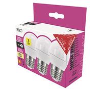 Emos Bombilla led de 5W, equivalente a una bombilla de 40 W. Casquillo E27, 470 lm, color blanco cálido, 2700 K, forma de miniglobo G45, 30000 horas de vida útil. Paquete de 3 unidades