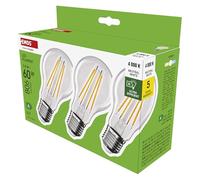 EMOS - Bombilla LED de filamento A60 - Clase A Bombilla vintage - Casquillo E27 - Blanco neutro - 806lm - Extraeconómica, 3,8 W (en lugar de bombilla de 60W) - 50.000 horas - Ángulo de 300° - CRI mín