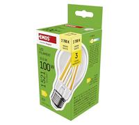 EMOS Bombilla LED Edison A60, 10,5 W de repuesto para bombilla de 100 W, bombilla vintage con casquillo E27 y brillo 1521 lm, blanco cálido 2700 K, 25000 horas de vida útil, CRI > 80, ángulo de haz de