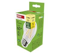EMOS - Bombilla LED Filamento A60 - Clase A Bombilla Vintage - Casquillo E27 - Blanco cálido - 806 lm - Extraeconómica, 3,8 W (en lugar de una bombilla de 60W) - 50.000 horas - Ángulo de 300° - CRI