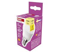EMOS Bombilla LED Mini Globe, 6,5 W, repuesto para bombilla de 60 W, bombilla pequeña con casquillo E14, brillo 806 lm, blanco cálido 2700 K, 30000 h de vida útil, CRI mín. 80, ángulo de haz de 150°