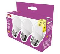EMOS Bombilla LED mini globo, 3 unidades, 4,2 W, repuesto para bombilla de 40 W, bombilla pequeña con casquillo E27, brillo 470 lm, luz blanca cálida 2700 K, 30000 h de vida, CRI mín. 80, ángulo de