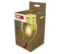 EMOS Bombilla LED vintage Edison tipo G95, 4,5 W de repuesto para bombilla de 40 W, bombilla de cristal ámbar con casquillo E27, brillo 420 lm, blanco cálido 2200 K, 25000 horas de vida útil, CRI mín