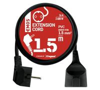 EMOS Cable alargador de 1,5 m, 1 Enchufe, 250 V, PVC, Interior, Color Negro