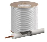 EMOS Cable coaxial de 500 m para satélite, TV y CCTV, tipo CB21D, doble apantallamiento, doble apantallamiento, resistencia 75 ohmios, color blanco