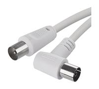 EMOS Cable coaxial de antena de 1,25 m, cable coaxial para TV digital, receptor, SAT, doble apantallado, recto macho a coaxial hembra en ángulo (90°)