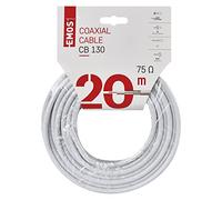 EMOS - Cable de antena (20 m), color blanco, coaxial para TV y satélite, tipo CB130, blindaje 75 dB, 75 ohmios