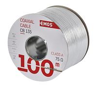 EMOS Cable coaxial CB135 100M, Blanco, Länge: 100 Meter