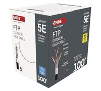 EMOS - Cable de red FTP CAT 5e, 100m, PE - Cable de conexión CAT5e FTP - Cable LAN Gigabit - Cable Ethernet blindado - para exteriores