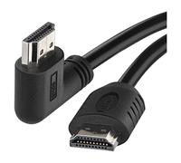EMOS Cable HDMI 2.0 de alta velocidad con Ethernet de 3 m, 18 Gbps de alta velocidad con Ultra HD, 4K 3D, soporte ARC, conector angular de 90° a conector A, color negro