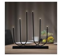 EMOS - Candelabro LED con 6 Velas LED - Portavelas de Metal, luz Blanca cálida - Temporizador 6/18h, Funciona con Pilas 2X AA - Vida útil de 10.000 Horas - Interior - Negro