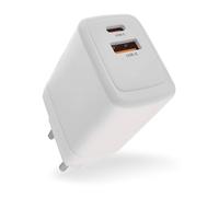 EMOS - Cargador USB-A/C PD 45W - Fuente de alimentación USB Doble con tecnología GAN - Adaptador Europeo USB-C+A - Conector USB 18W/45W PowerDelivery para teléfono móvil, Tableta, portátil - 5-20 V