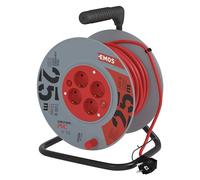 EMOS Carrete alargador de Cable con Interruptor (25 m, 4 enchufes Schuko, 1,5 mm, para Interiores, Clase de protección IP 20, 3680 W), 0