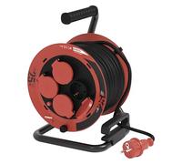 EMOS - Carrete de cable de 25 m - 4 enchufes Schuko con protección de contacto aumentada - Resistente al agua y al frío - Resistente a golpes - 230 V, 10 A, 2300 W - Aislamiento de goma - H05RR-F3G