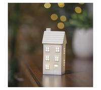 EMOS - Casa de invierno con luz blanca cálida, 1 pila de botón y temporizador - Casa de invierno iluminada con pilas, 1 CR2032 incluido en el producto - Temporizador para encendido automático 6/18h