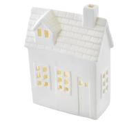 EMOS - Caseta de cerámica LED con luz blanca cálida, 1 pila de botón y temporizador - Casa de invierno iluminada con pilas, 1 CR2032 incluido en el producto - Temporizador para encendido automático 6