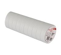 EMOS Cinta aislante de PVC blanco, paquete de 10 unidades, 19 mm x 20 m, grosor de cinta de 0,13 mm, autoadhesiva, alta resistencia a la tensión y rango de temperatura de aplicación, resistente a los