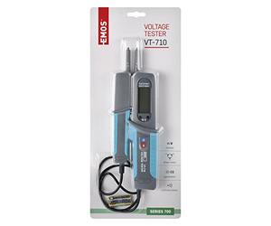EMOS Comprobador de voltaje y probador de fases CAT IV 600 V, CA/CC, probador de voltaje digital 6 V - 690 V, indicador de polaridad, resistencia, continuidad, diodos, linterna, IP64