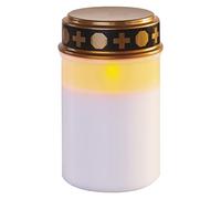 EMOS DCCV21 - Vela LED para tumba con temporizador, IP44, impermeable, para exteriores, plástico, luz blanca para tumba que funciona con pilas, vela de cementerio, 10 000 horas de vida útil