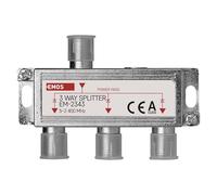 EMOS Distribuidor de antena de 3 vías, clase A, 3 vías, divisor SAT con conector F, totalmente blindado, 6 dB, frecuencia 5 - 2400 MHz, 1 entrada/3 salidas, antena SAT+TV, distribuidor de televisión