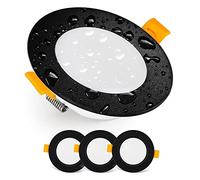 EMOS Downlight LED Techo Empotrable 5 Watt / 500 Lumen | Focos LED techo impermeable IP54 para uso exterior e interior, blanca frio 6000k | Juego de 3 Ojos de Buey LED ultraplano, redondo, negro