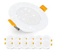 EMOS Downlight LED Techo Empotrable 5W / 500 Lumen | Focos Techo Impermeable IP54 Para Uso Exterior e Interior, Blanca Fría 6000K | Juego de 12 Ojos de Buey Ultraplano, Redondo, Blanco