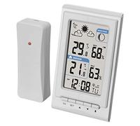 EMOS E0352 - Mini estación meteorológica inalámbrica con sensor exterior, medición de temperatura interior y exterior, humedad, pronóstico del tiempo, reloj controlado por radio con despertador
