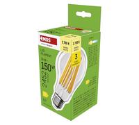 EMOS Edison - Bombilla LED A70, 18 W, repuesto para bombilla de 150 W, bombilla vintage con base E27 y brillo de 2452 lm, luz blanca cálida 2700 K, 25000 horas de vida, CRI > 80, ángulo de haz de 360°