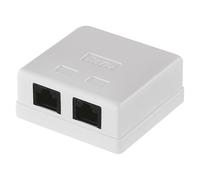 EMOS - Enchufe de Red Universal Cat 5e - 2 Puertos RJ45 - Montaje en Superficie - 1 Gbps (1000 Mbps) de Red - Caja de Conexiones/Caja de Datos/Toma de Red - Blanco