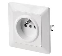 EMOS - Enchufe Schuko con mayor protección táctil y protección lateral para montaje empotrado, enchufe individual con interior interior, 250 V ~/16 A máx., blanco (brillo), clase de protección IP20