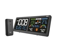 EMOS - Estación meteorológica con 2 pantallas LCD - Sensor inalámbrico (2x AA) - Tecnología Comfort View - Previsión meteorológica, temperatura, humedad, calendario, hora, despertador - Cable de