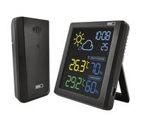 EMOS - Estación meteorológica inalámbrica con pantalla a color VA y sensor exterior inalámbrico - Termómetro, higrómetro, pronóstico del tiempo, indicador del reloj, despertador - Pantalla Comfort
