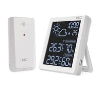 EMOS - Estación meteorológica inalámbrica con pantalla VA y sensor exterior inalámbrico - Termómetro, higrómetro, pronóstico del tiempo, indicador del reloj, despertador - Pantalla Comfort View
